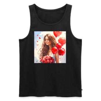 Woman in Love - Men's Premium Organic Tank Top - black - Front - AI Model Male 178 light (178cm)