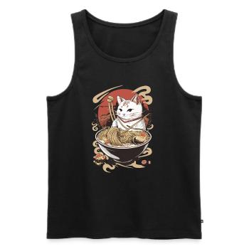 Japanische Ramen-Katze | Maru - Männer Premium Bio Tank Top - Schwarz - Vorne - AI Model Male 178 light (178cm)