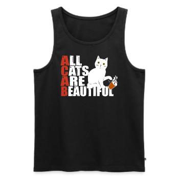All cats are beautiful Spruch Katze Fun - Männer Premium Bio Tank Top - Schwarz - Vorne - Michal (187cm)