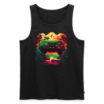 Colorful console - Men's Premium Organic Tank Top - black - Front - AI Model Male 178 light (178cm)