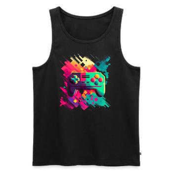 Retro Konsole - Männer Premium Bio Tank Top - Schwarz - Vorne - Michal (187cm)