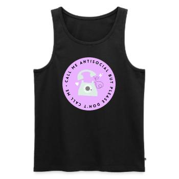 Call Me Antisocial But Please Don t Call Me - Männer Premium Bio Tank Top - Schwarz - Vorne - Michal (187cm)