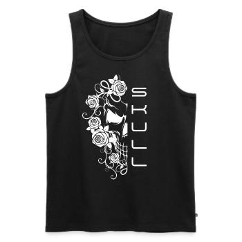 Skull Roses Skull - Men's Premium Organic Tank Top - black - Front - AI Model Male 178 light (178cm)