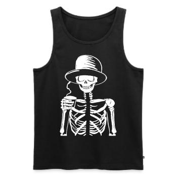 Sarcastic Funny Skeleton Drinking Espresso Coffee - Men's Premium Organic Tank Top - black - Front - AI Model Male 178 light (178cm)