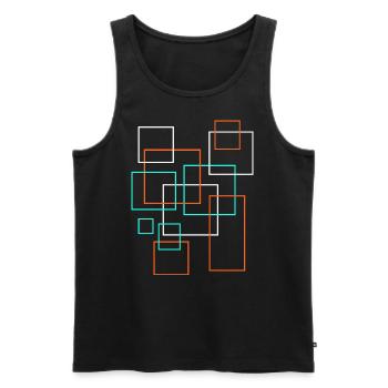 Squares Decoration Pattern - Men's Premium Organic Tank Top - black - Front - Michal (187cm)