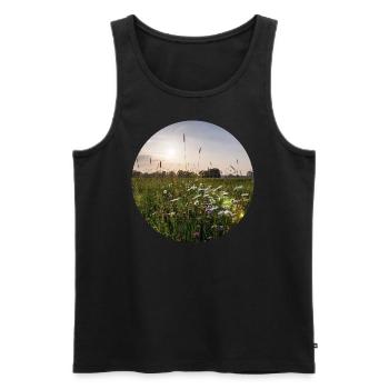 Landscape with flowers in sunlight - Men's Premium Organic Tank Top - black - Front - AI Model Male 178 light (178cm)