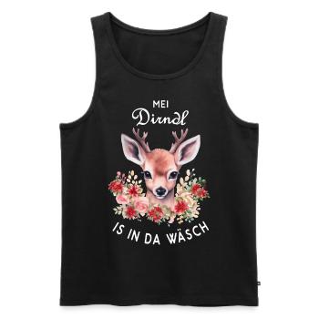 Mei Dirndl is in da Wäsch Hirschgeweih - Men's Premium Organic Tank Top - black - Front - Michal (187cm)