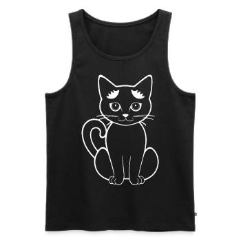 Lustige Katzensilhouette Freche Spaßkatzen - Männer Premium Bio Tank Top - Schwarz - Vorne - Michal (187cm)
