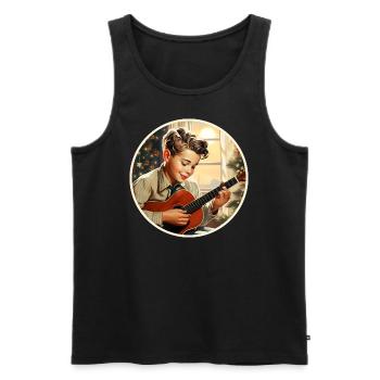 Boy playing a Christmas carol - Men's Premium Organic Tank Top - black - Front - AI Model Male 178 light (178cm)