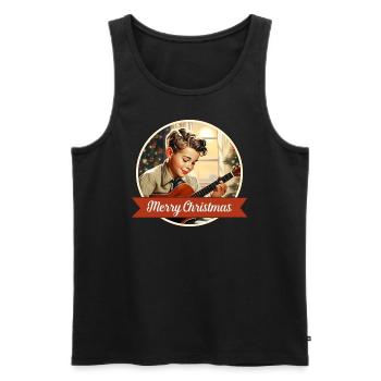Boy playing a Christmas carol - Men's Premium Organic Tank Top - black - Front - AI Model Male 178 light (178cm)