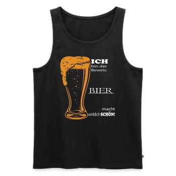 Beweis Bier macht schoen! - Männer Premium Bio Tank Top - Schwarz - Vorne - Michal (187cm)