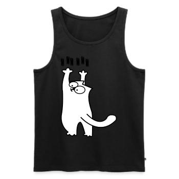Scratching Cat Lover - Men's Premium Organic Tank Top - black - Front - AI Model Male 178 light (178cm)