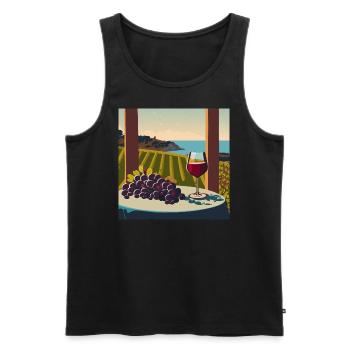 Rotwein / Wein / Weißwein - Männer Premium Bio Tank Top - Schwarz - Vorne - Michal (187cm)