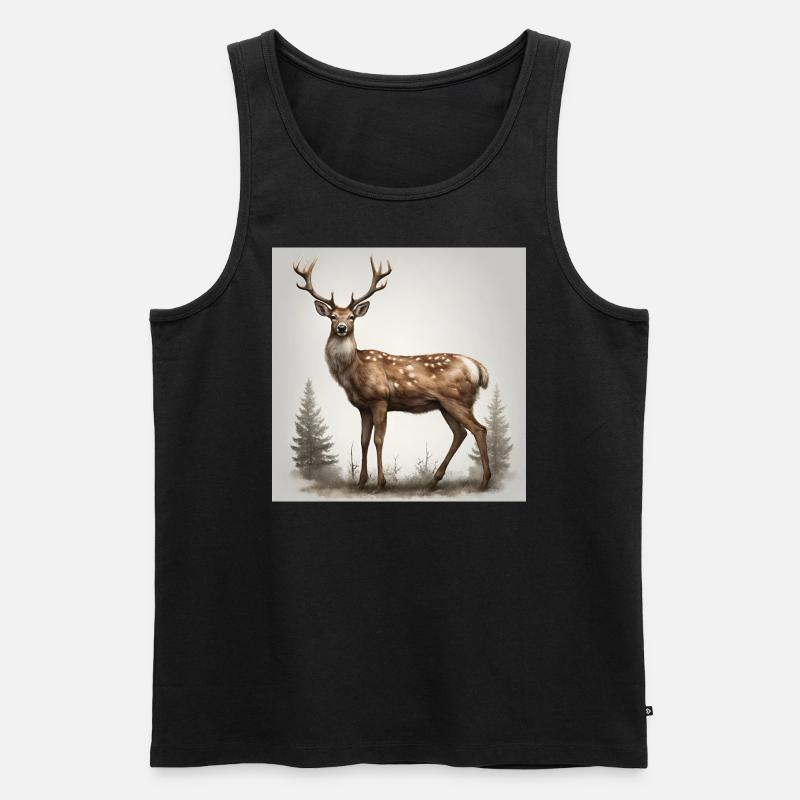 Hirsch - Männer Premium Bio Tank Top - Schwarz
