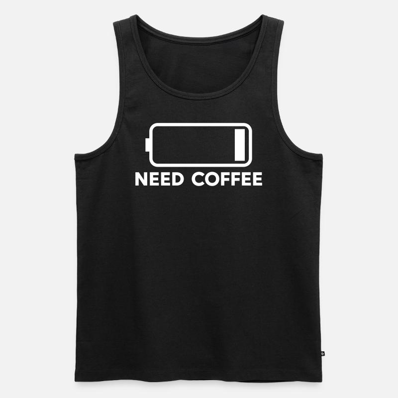 Need Coffee - Männer Premium Bio Tank Top - Schwarz