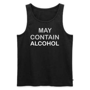May contain alcohol - Men's Premium Organic Tank Top - black - Front - AI Model Male 178 light (178cm)