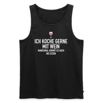 Ich koche gerne mit Wein - Männer Premium Bio Tank Top - Schwarz - Vorne - AI Model Male 178 light (178cm)