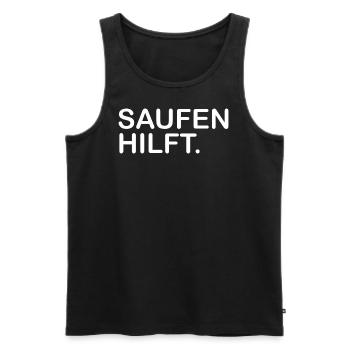 Saufen hilft - Männer Premium Bio Tank Top - Schwarz - Vorne - AI Model Male 178 light (178cm)
