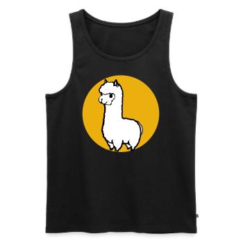 Alpaka Bo-Grafik - Männer Premium Bio Tank Top - Schwarz - Vorne - Michal (187cm)