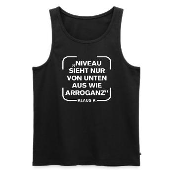 Niveau sieht nur von unten aus wie Arroganz - Männer Premium Bio Tank Top - Schwarz - Vorne - AI Model Male 178 light (178cm)