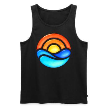 Sonnenuntergang Retro Glas - Männer Premium Bio Tank Top - Schwarz - Vorne - AI Model Male 178 light (178cm)