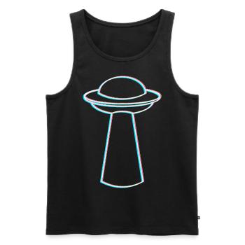 UFO Glitch – Rave & Techno Vibes - Men's Premium Organic Tank Top - black - Front - AI Model Male 178 light (178cm)
