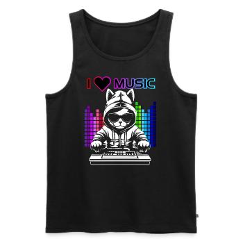 LOVE MUSIC | DJ BEAR - Männer Premium Bio Tank Top - Schwarz - Vorne - Michal (187cm)