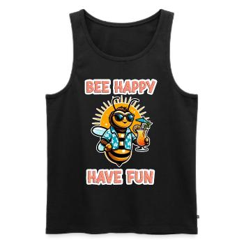 Bee Happy - Have Fun 3 - Männer Premium Bio Tank Top - Schwarz - Vorne - AI Model Male 178 light (178cm)