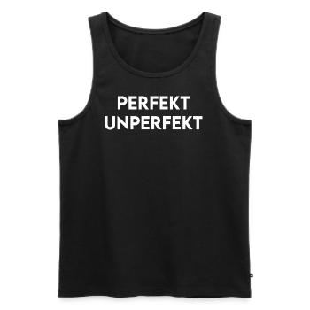 perfekt unperfekt - minimalstisch - Männer Premium Bio Tank Top - Schwarz - Vorne - AI Model Male 178 light (178cm)