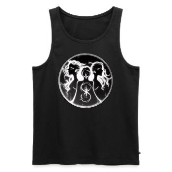 Göttinnen-Trio - Männer Premium Bio Tank Top - Schwarz - Vorne - AI Model Male 178 light (178cm)
