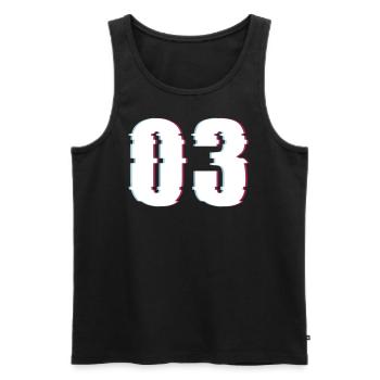Three 3 Three 03 Number Effect Distorted Number - Men's Premium Organic Tank Top - black - Front - AI Model Male 178 light (178cm)