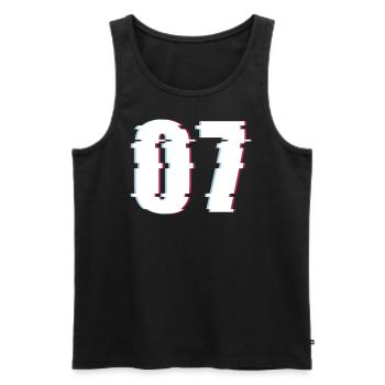 07 Sieben 7 Seven Zahl Effekt Verzerrt Nummer - Männer Premium Bio Tank Top - Schwarz - Vorne - AI Model Male 178 light (178cm)