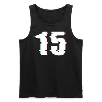 15 Fifteen Number Effect Distorted Number - Men's Premium Organic Tank Top - black - Front - AI Model Male 178 light (178cm)