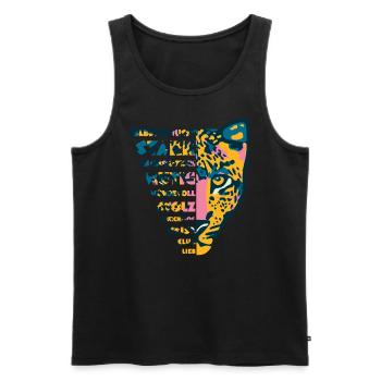 Löwe Kopf🦁 Selbstbewusst, Stark, Wündervoll, Lieb - Männer Premium Bio Tank Top - Schwarz - Vorne - Michal (187cm)