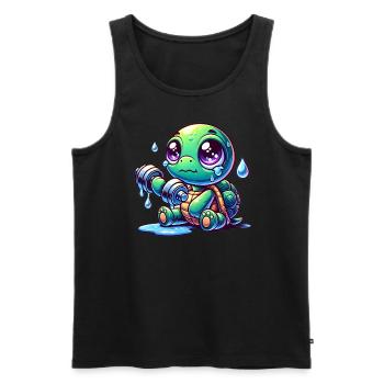 Struggle Mode: ON 🐢💪😢 - Fitness Edition - Men's Premium Organic Tank Top - black - Front - Michal (187cm)