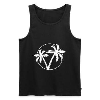 palme silhouette kreis strand - Männer Premium Bio Tank Top - Schwarz - Vorne - Michal (187cm)