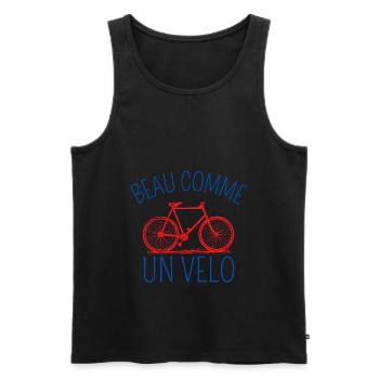 BEAU COMME UN VELO T-shirt Humour beauté , vélo - Débardeur bio Premium Homme - noir - Devant - Michal (187cm)