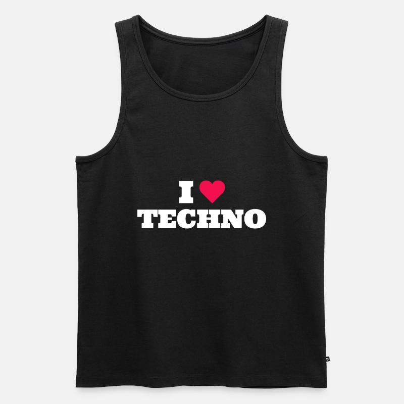 I Love Techno - Männer Premium Bio Tank Top - Schwarz