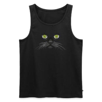 Cat face with green shining cat eyes - Men's Premium Organic Tank Top - black - Front - AI Model Male 178 light (178cm)