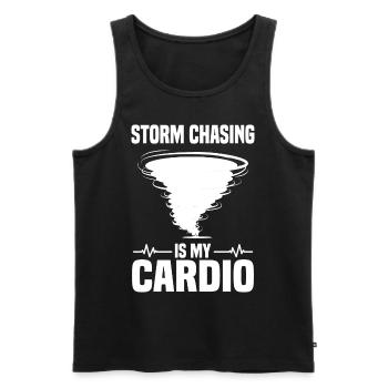 Sturmjäger Sprüche | Gewitter Meteorologe Geschenk - Männer Premium Bio Tank Top - Schwarz - Vorne - Michal (187cm)