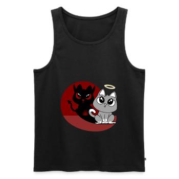 What? I Was's Not - Devil Angel Evil Cat - Men's Premium Organic Tank Top - black - Front - AI Model Male 178 light (178cm)