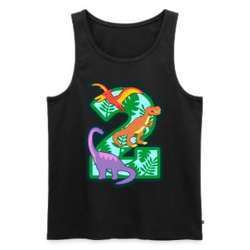 Dinosaures 2ème fête d’anniversaire numéro 2 - 2 ans - Débardeur bio Premium Homme - noir - Devant - Michal (187cm)