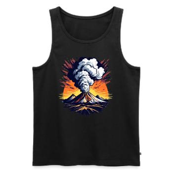 Volcanic eruption, eruption with ash cloud and lava - Men's Premium Organic Tank Top - black - Front - AI Model Male 178 light (178cm)