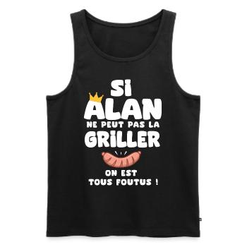 Alan roi barbecue cadeau alan fêtes - Débardeur bio Premium Homme - noir - Devant - Michal (187cm)