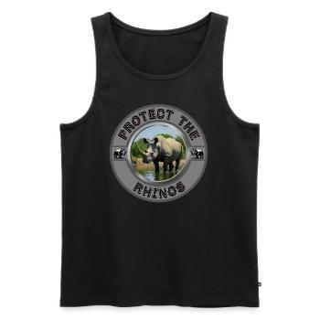 Protect the Rhinos - Men's Premium Organic Tank Top - black - Front - AI Model Male 178 light (178cm)