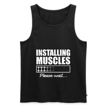 Installation von Muskeln Motivation Fitness - Männer Premium Bio Tank Top - Schwarz - Vorne - AI Model Male 178 light (178cm)