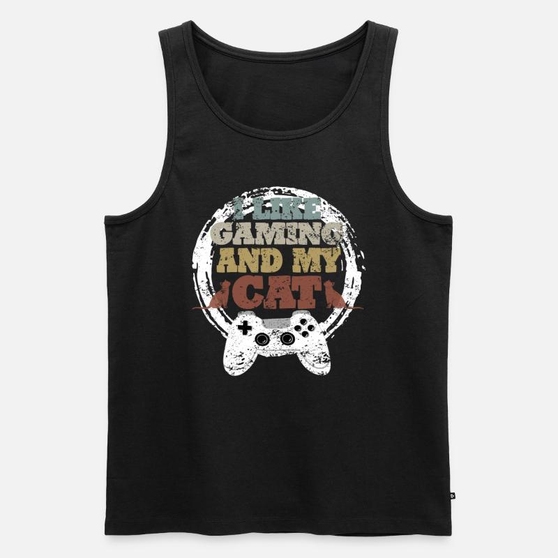 Gaming Cat Gift Idea - Men's Premium Organic Tank Top - black