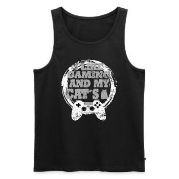 Gaming Cat Gift Idea - Men's Premium Organic Tank Top - black - Front - Michal (187cm)