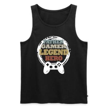 Daddy Gaming Retro Idée cadeau - Débardeur bio Premium Homme - noir - Devant - AI Model Male 178 light (178cm)