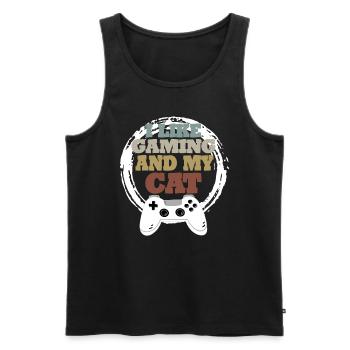 Gaming Cat Gift Idea - Men's Premium Organic Tank Top - black - Front - Michal (187cm)